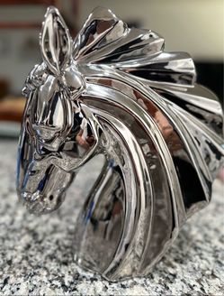 Polished Chrome Horse Head Sculpture