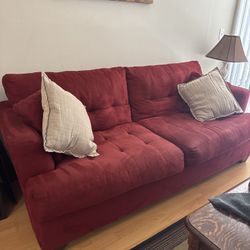 Red Microfiber Couch – $100 (Pickup in West Hollywood)