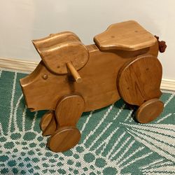 Vintage Wooden Ride-on Pig Toy