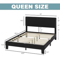 Brand New Queen Size Platform Bed Frame Dark Gray > Pay On Delivery 🚚 