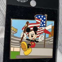 Walt Disney Mickey Mouse Baseball Stadium American Flag Vintage Disney Pin Limited Edition