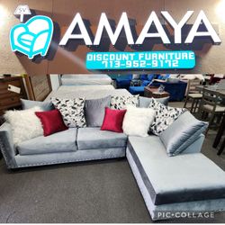 Sectional Grey Velvet 