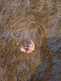 Black Cat On Purple Moon Necklace 