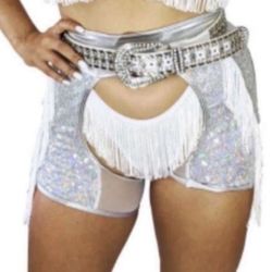 Silver Chaps For Festival/Rave/Costume