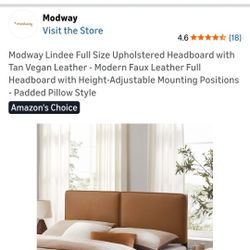 Modway Lindee Full Size Upholstered Headboard with Tan Vegan Leather