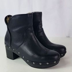 UGG Cam II Studded Black Platform Leather Ankle Boots Shearling Fleece Lining 8