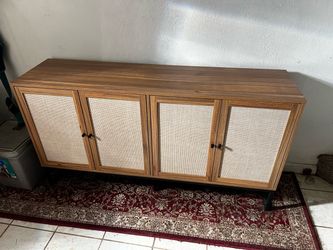 Wood and Cane Sideboard Buffet Cabinet