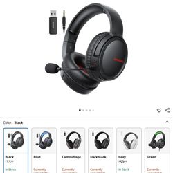 BINNUNE 2.4GHz Wireless Gaming Headset with Mic for Ps5/4, PC, Mac, Bluetooth Gaming Headset with Flip Microphone,Headphones for Laptop & Computer
