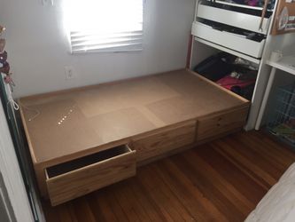 Twin size wooden captain bed with 3 drawers