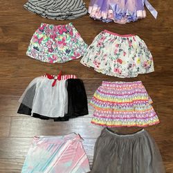 Set Of 8 Little Girls Skirts Sz 4/5 Tutu Dress Up Outfit Flowers Sport Party 