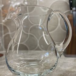 Heavy Crate And Barrel Glass Pitcher