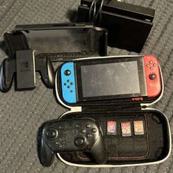 Nintendo switch + attachments & games