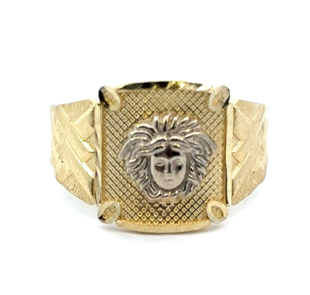 Men’s 10k Two Toned White Yellow Gold Medusa Head Ring Size 11 GP3115509