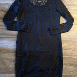 Kardashian Kollection Black Lace Long Sleeve Bodycon Dress