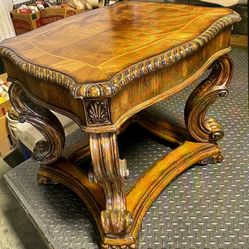 Carved Wood end table 
