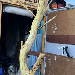 New handcrafted wooden coat rack carved wood branch furniture live edge H76”(address in description) 👇delivery 🚚 available within 15 miles with extr