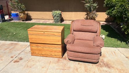 Free Oak File Cabinet & Recliner Lake San Marcos