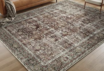 8x10 Washable Area Rug Carpet Rust Red Brand New 