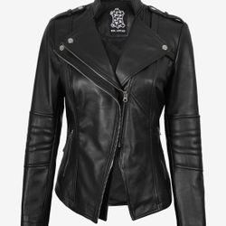 2XL, Women's  Leather Biker Style Jacket