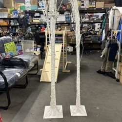 . Pre-Lit Artificial White Birch Tree