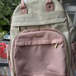 LOVEVOOK Travel Backpack Personal Item Flight Approved 40L  Cream And Pink New