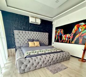 Gray Tufted Upholstered King Bed Frame
