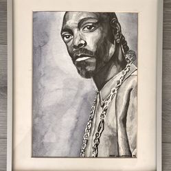 Framed Original Watercolor of Snoop Dog 11” X 14”