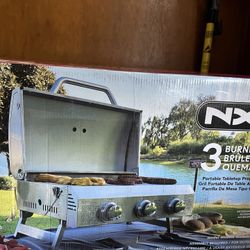 NXR 3-Burner Tabletop Grill | Portable Propane Griddle | Outdoor Camping BBQ