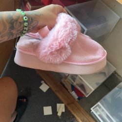 Pink Fur Slides 