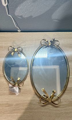 Gold Oval Mirrors (Set of 2) – Brand New 