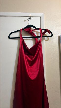 Silky, red haulter mini dress