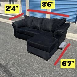 2 Piece Black Microfiber Sectional Sofa/couch.. Free Delevery!!