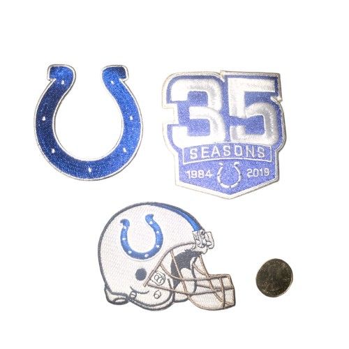 Indianapolis Colts iron-on patches Bundle 3pc NFL 35th anniversary Vintage