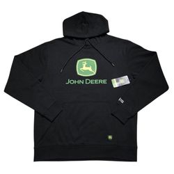 John Deere Men's Fleece Logo Hoodie in Black/ Green / Yellow, Size Medium NWT!