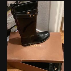 Coach Raining Black Boots , New Size 8