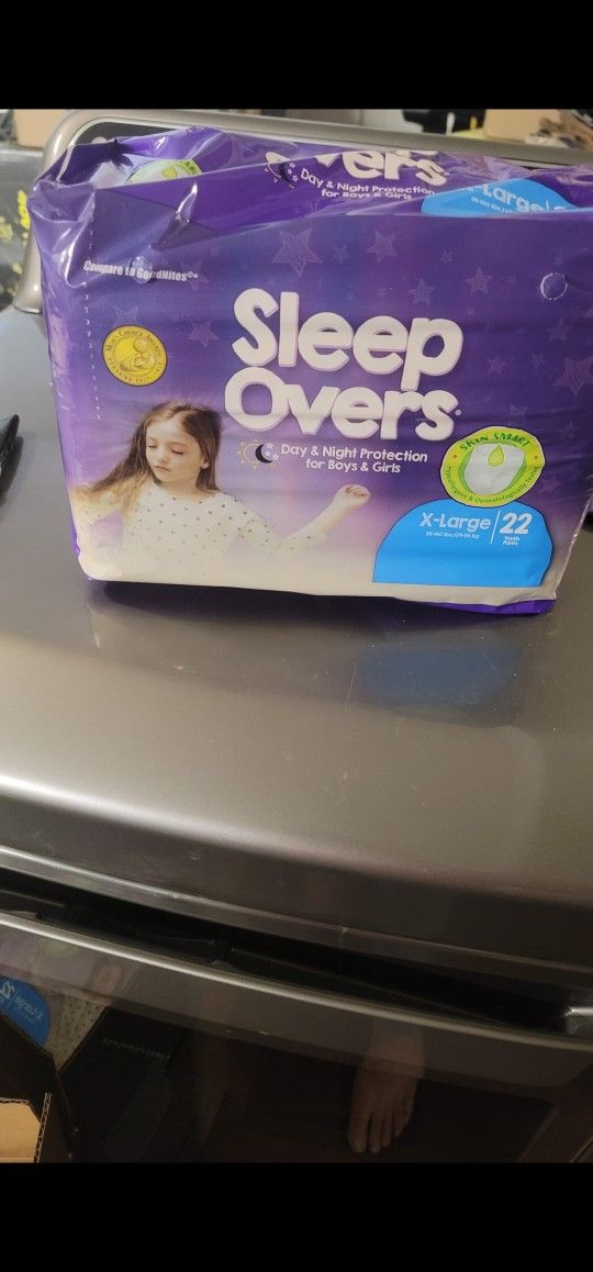 Sleepovers x-Large Unisex Pullups (22 pants) have 8 packs