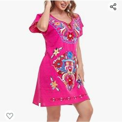 Pink Mexican Dress XL