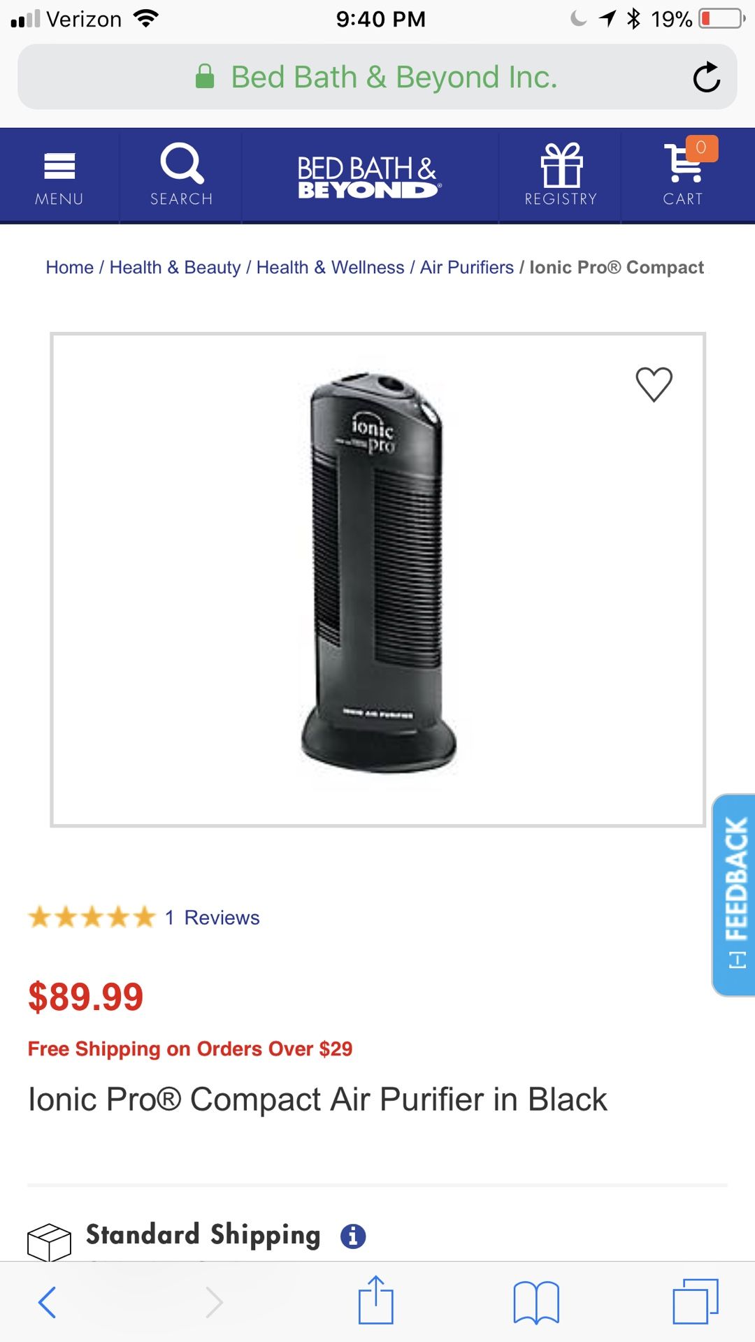 Ionic pro air purifier