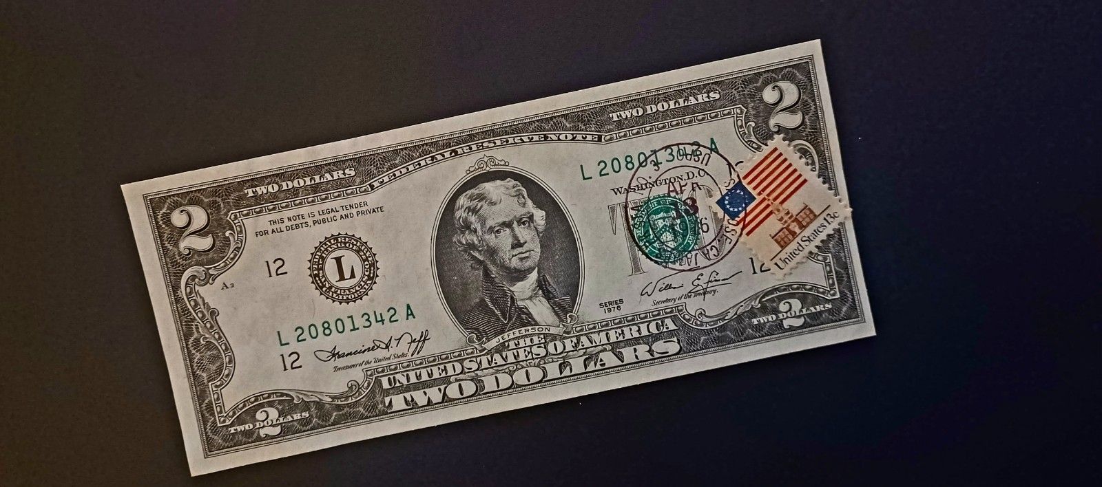 COLLECTOR COINS 2$ BILL FEDERAL RESERVE NOTE STAMPED W/POSTAGE, GOLD NEVADA COMMEMORATIVE AM. REVOLUTION MEDALLION BICENTENNIAL, ANCIENT COIN EMPEROR