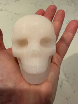 Pink Mangano UV Reactive Crystal Skull Stone, Halloween Decor