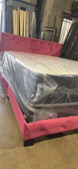 New Queen bed with mattress for $350
