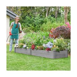 Wooden Raised Garden Bed for Yard, Gray