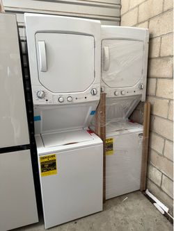Staked Washer And Electric Dryer 220V. GE Single Unit 24'in W.