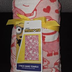 Minions Valentines Hand Towels Set NEW