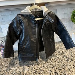 Size 2T Cute Black Leather Jacket Excellent Cond