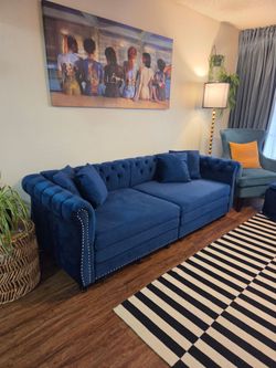89" Chesterfield King Sleeper Sofa – Blue Velvet