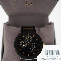Bulova Futuro 98C124 Men's Quartz Watch Black Gold Two Tone Multi Dial 40mm