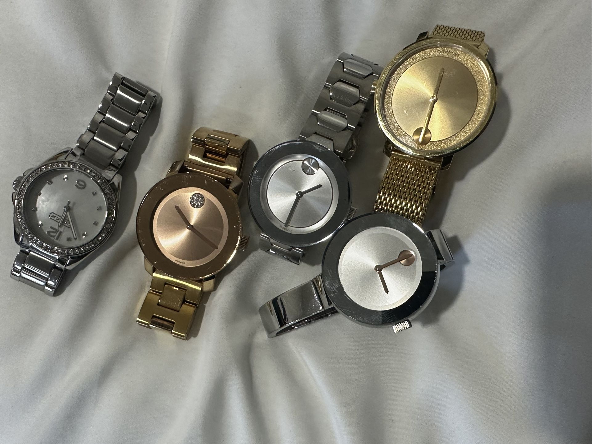 Lot Of Movado Watches And A Coach Watch (women’s)