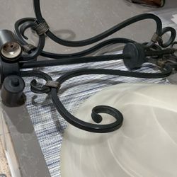 Black Metal Ceiling Light With Ivory Glass Bottom 