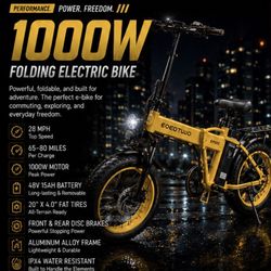 🔥 1000W Folding Electric Bike | 80 Miles Range | Fat Tires | Premium All-Terrain E-Bike 🔥 